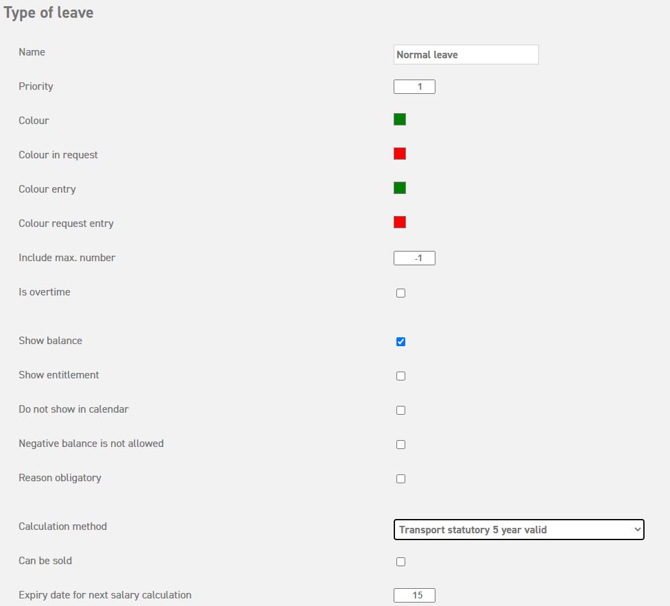 Statutory leave Expiry date 5 years Leavedays Support